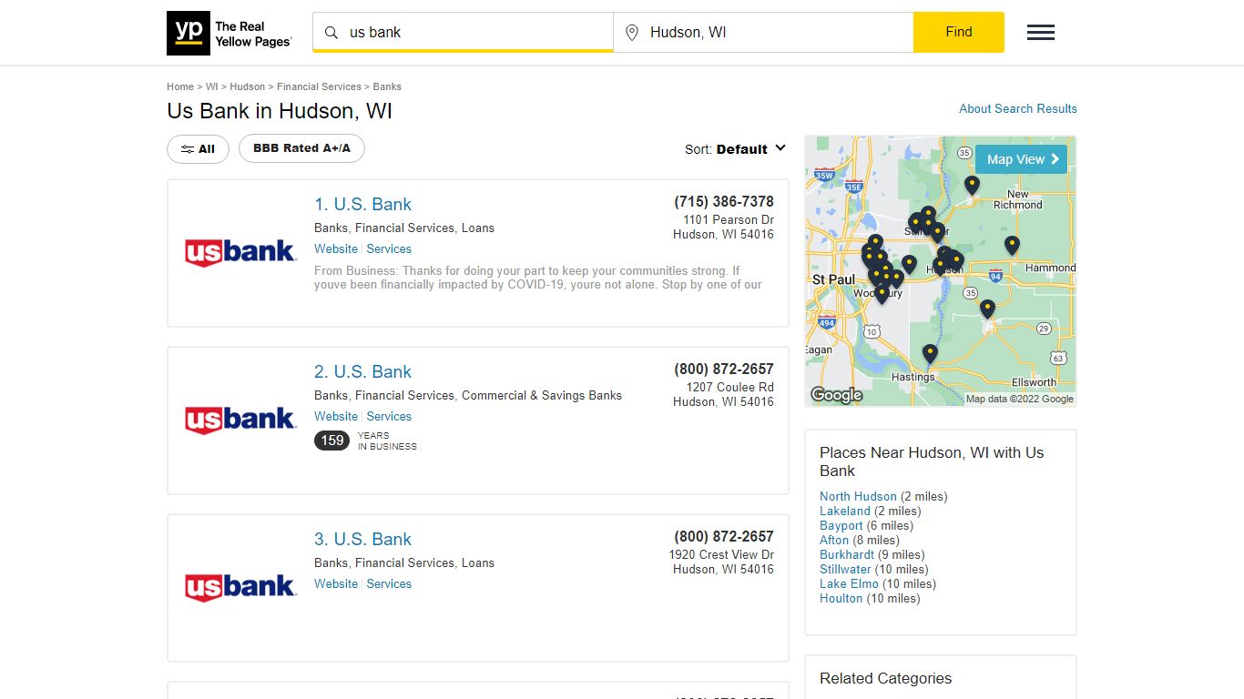 Us Bank Locations & Hours Near Hudson, WI - YP.com