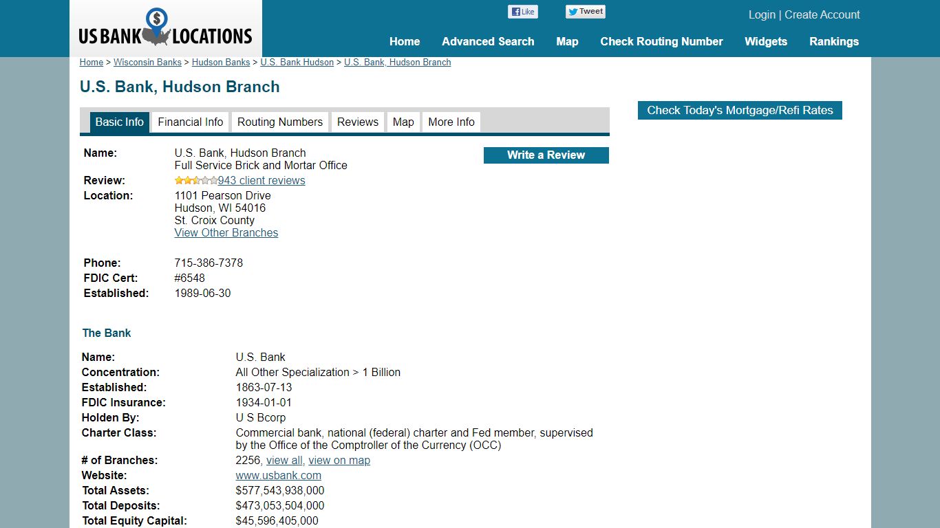 U.S. Bank, Hudson Branch - US Bank Locations